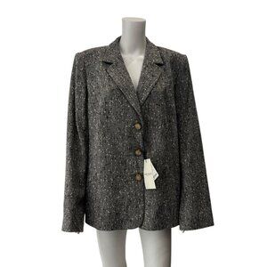 $1040 NWT Marina Rinaldi Gray White Spotted Alea Blazer Jacket size 18/27/FR 52